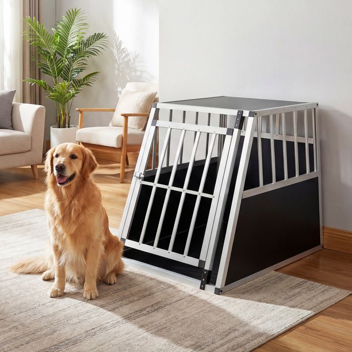 Meilleurs prix pour Cage de Voyage pour Chien COSTWAY en Aluminium Porte Verrouillable Cloison 86 x615 x65 cm Cage Anti-Morsure pour Camping Camion