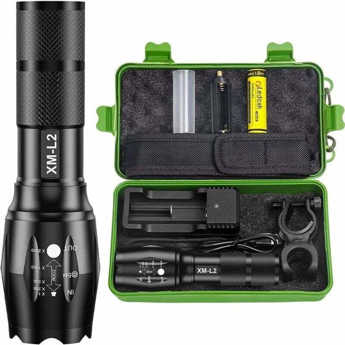 Lampe Torche LED CREE 2000 Lumens Étanche IP65 5 Modes Éclairage Focus Réglable Aluminium Militaire Batterie 18650
