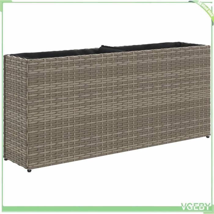 Jardinière - FAFEICY - 366409 - gris - 90x20x40 cm - Résine tressée avec cadre acier