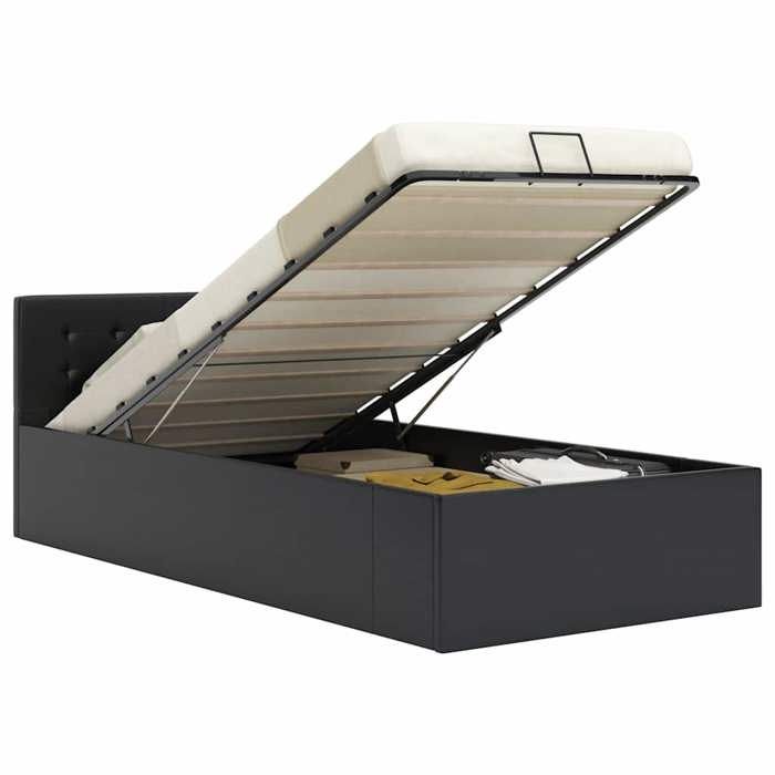 Maison Exclusive - Cadre de lit à rangement hydraulique Noir Similicuir 100x200 cm