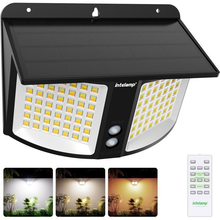 Lampe Solaire Extérieure Détecteur Radar 3 Températures Couleur[EC129]