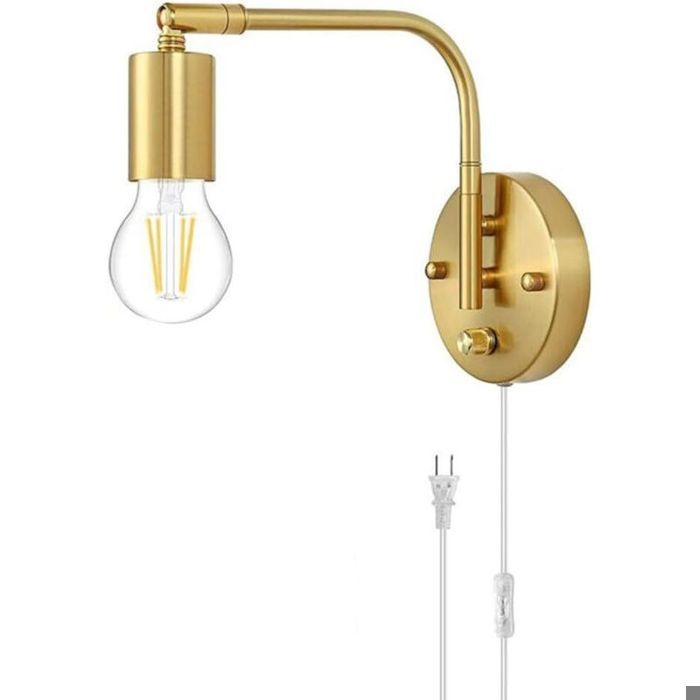 Applique vintage - Intensité variable Bras pivotant ajustable - Lampe de chevet - Laiton brossé Applique vintage - Intensité variable Bras pivotant ajustable - Lampe de chevet - Laiton brossé