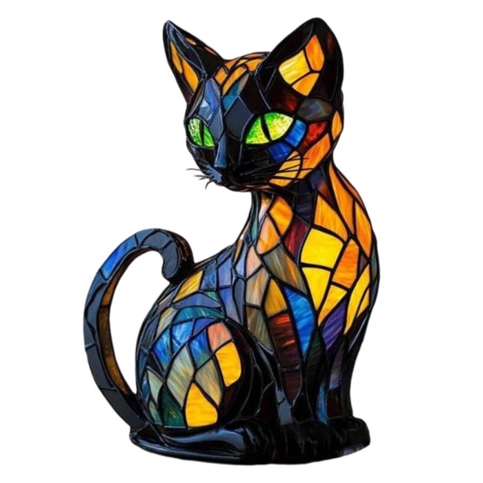 VEILLEUSE Lampe À Vitrail Danimaux - Lampe De Chat En Vitrail Vintage Table De Chevet Danimaux À La ACCESSOIRES FABRICATION MAISON