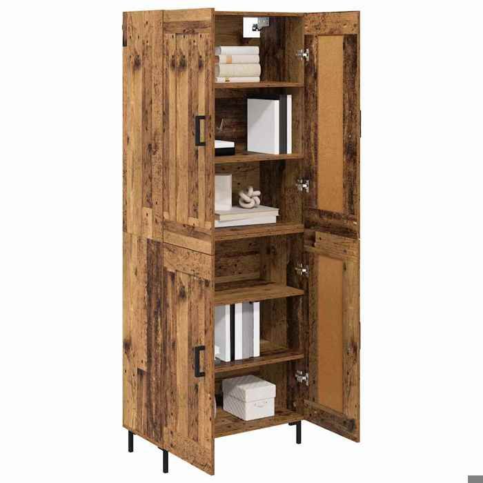 Marron Buffet & bahut contemporain，Haut Armoire 2 pc Bois Ancien 69 5 x 34 x 180 cm FR&1595