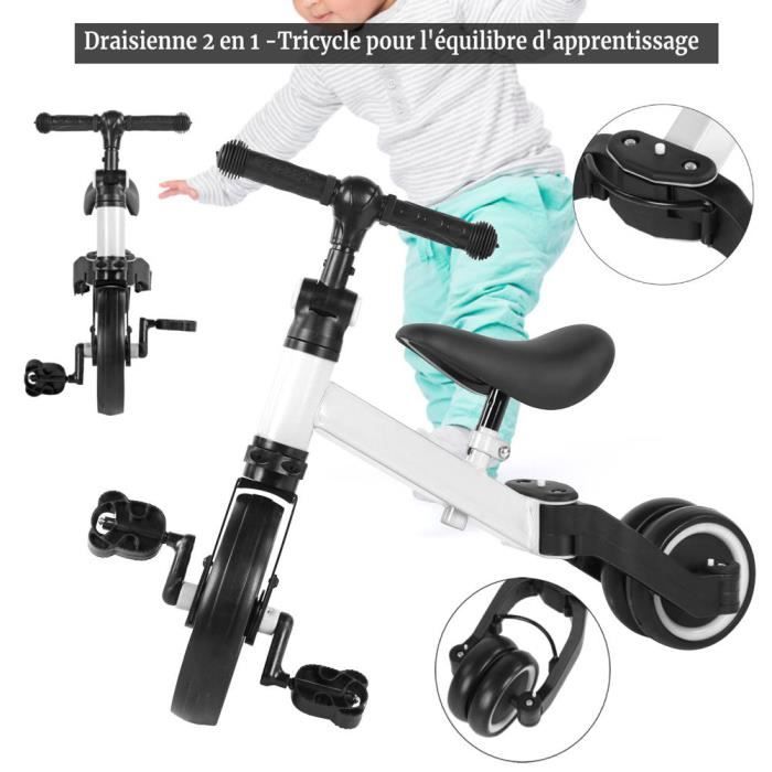 HUOLE Draisienne Pour Enfants 1-3 Ans - Tricycle D'équilibre - Léger, Pliable, Guidon Direction Limitée - Jusqu'à 24 Mois