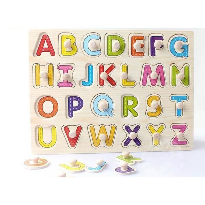 Puzzle En Bois Enfant Jeu Educatif Lettre Majuscule Jouet Cadeau Pour Bebe Cdiscount Jeux Jouets