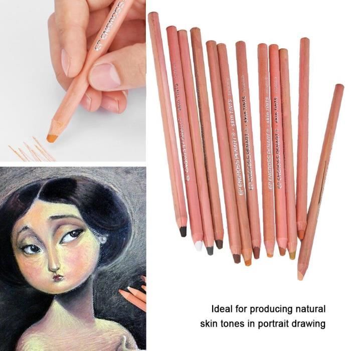 12 Teintes De Peau Crayons De Pastel Mous Crayons De Couleur