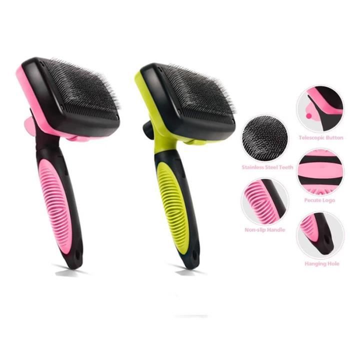 Brosse Démêlante Pour Chien Et Chat - 2 Pièces, Autonettoyante, Poils Courts Et Longs - 12