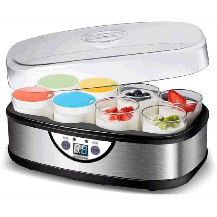 Yaourtière Digitale Little Balance 7 Pots - Timer 14h, 13 Pots Verre 190ml, Blanc
