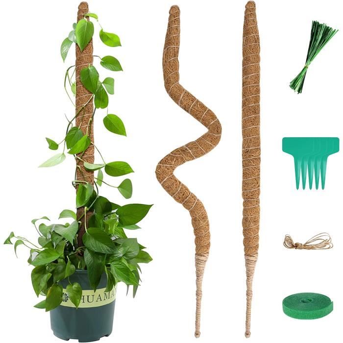 2 Tuteurs Pour Plantes Grimpantes 100cm - En Fibre De Coco - Avec Accessoires De Fixation
