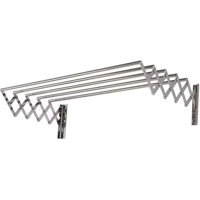 Séchoir à Linge Mural Rétractable Pliable - Porte-manteau Gain De Place Pour Intérieur/extérieur (noir)