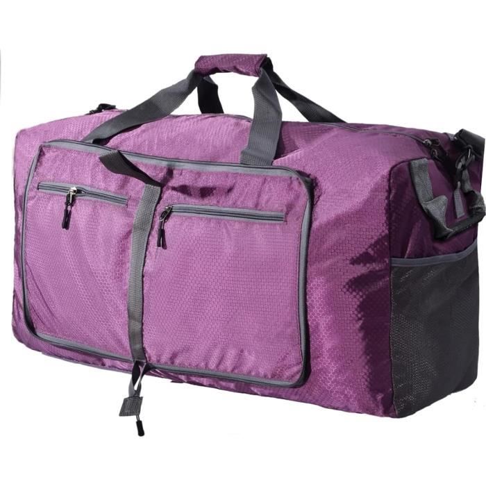 Sac De Voyage Pliable Résistant À L'Eau Grand Léger Sac De Sport Camping  Randonnée Pliant 100L Homme Et Femme(Violet)[u5747]