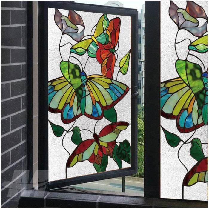 Film Anti Regard Fenêtre Extérieur Film Fenêtre Anti-Regard DIFIT - 60 X 200 Cm Motif Fleur Noire - Dépoli, Anti-UV Et Électrostatique Film Pour Vitre Repositionnable