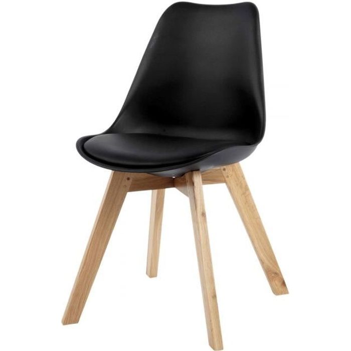 Lot de 6 Chaises - HOME DESIGN INTERNATIONAL - Design Scandinave - Noir Mat - Simili Cuir - Bois de Hêtre Lot de 6 Chaises - HOME DESIGN INTERNATIONAL - Design Scandinave - Noir Mat - Simili Cuir - Bois de Hêtre