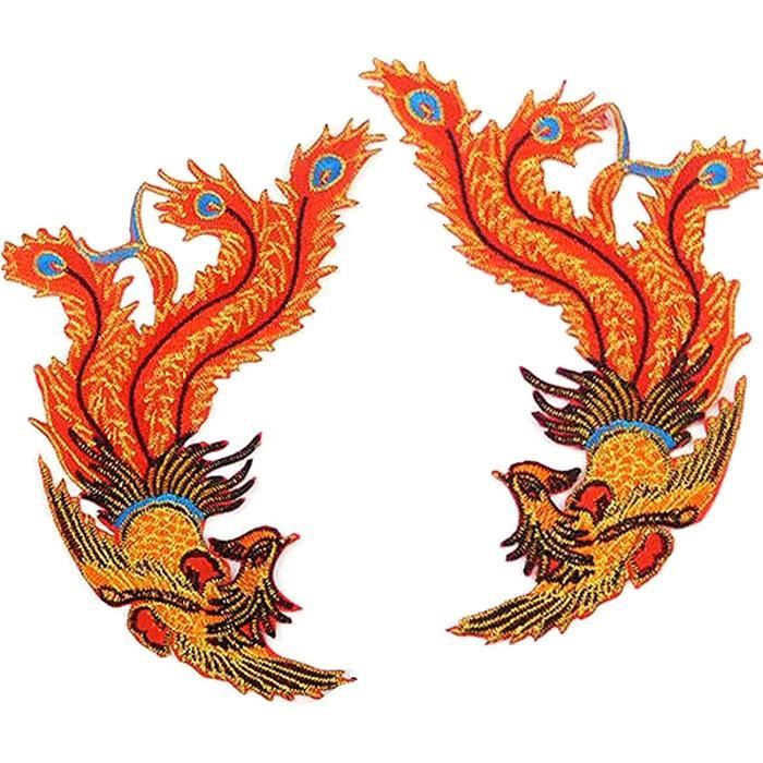 Lot De 4 Patches Tissu Phœnix Bird – Bleu – Neufs – Pour Vêtements
