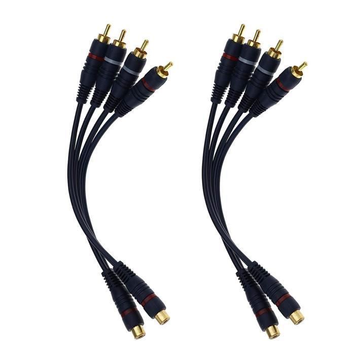 4pcs 20cm RCA Phono Y Câbles Répartiteur Câble 1 Femelle à 2 Mâle