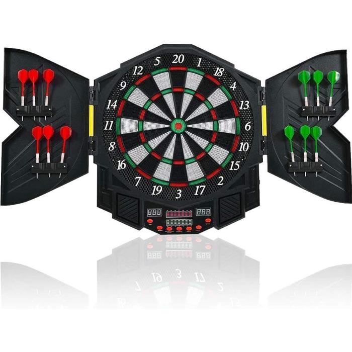 Cible De Fléchettes électronique – 27 Jeux, 243 Variantes, Jusqu’à 16 Joueurs, Avec Portes En MDF Et LEDs