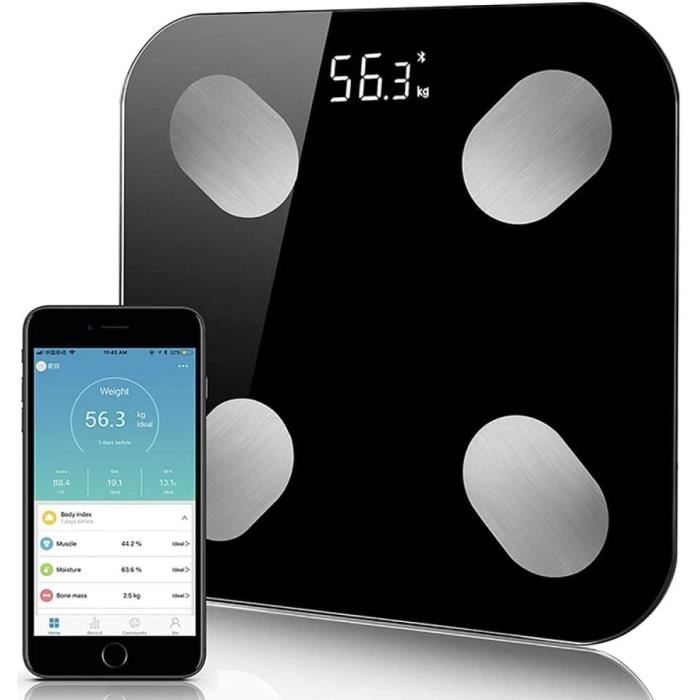 Balance Connectée Vitafit VT7058 – 300kg – Précision 0,05kg – Verre Trempé Noir