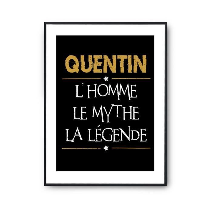 Affiche Quentin prénom mythe légende Jaune Poster Tableau Humour pour décoration murale