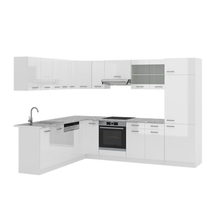 Vicco Meuble d'angle Noir Haute brillance 75.6cm PT Marbre, R-Line | Noir Haute brillance