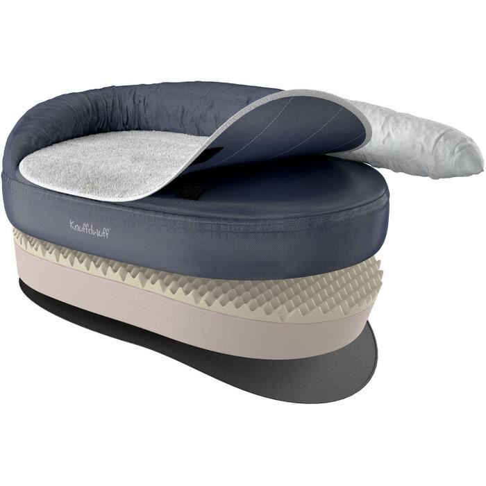 Comparer les prix de Knuffelwuff Jessy Lit , Panier, Coussin, Corbeille orthopédique pour chien,  100 x 65 x 28cm, gris