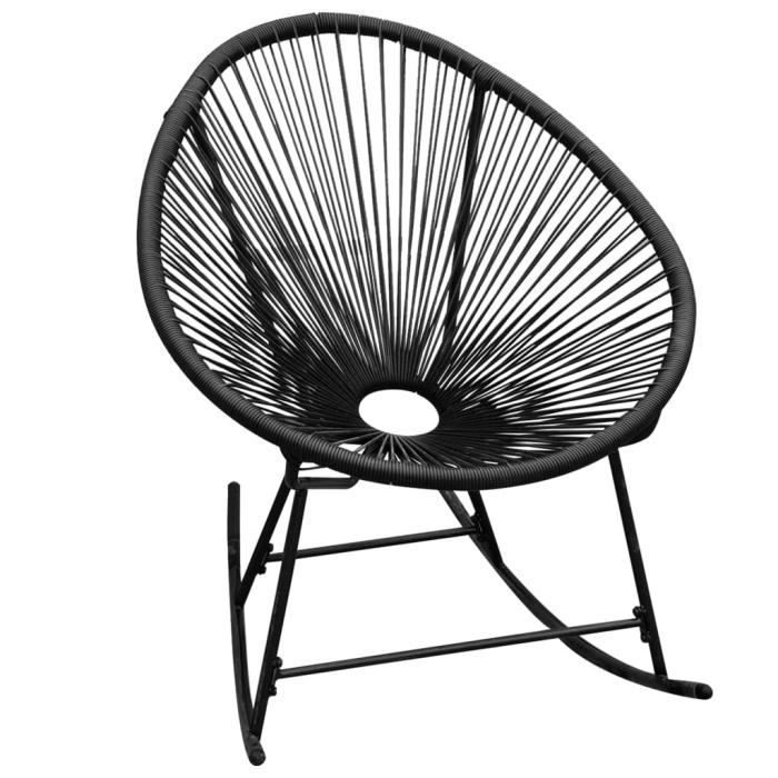 chaise à bascule d'extérieur style contemporain - fauteuil à bascule chaise de salon - noir résine tressée