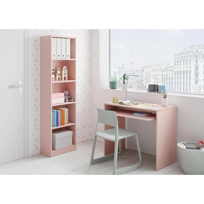 Dmora - Bureau Dayton 79x54h90 cm rose Panneau effet bois Dmora - Bureau Dayton 79x54h90 cm rose Panneau effet bois