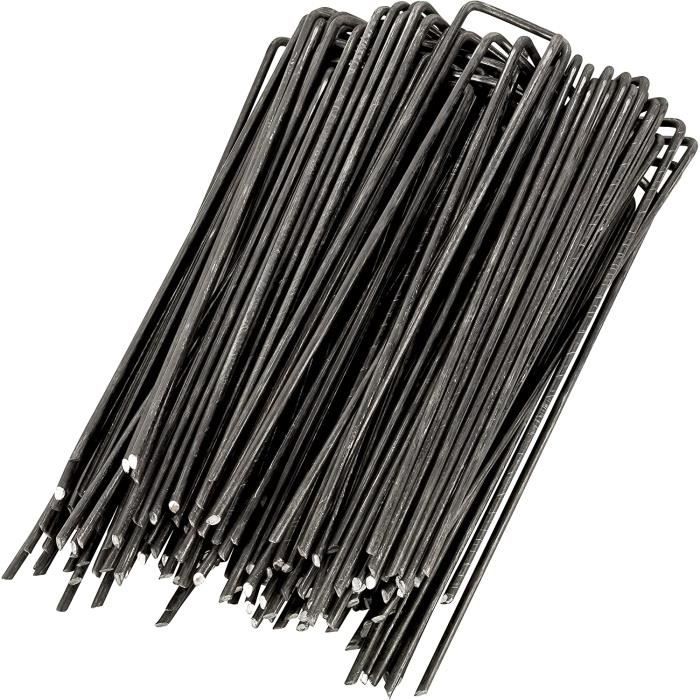 100 Piquets Fixation Acier Pour Bâche | Anti-Mauvaises Herbes | Forme Trapèze 150mm