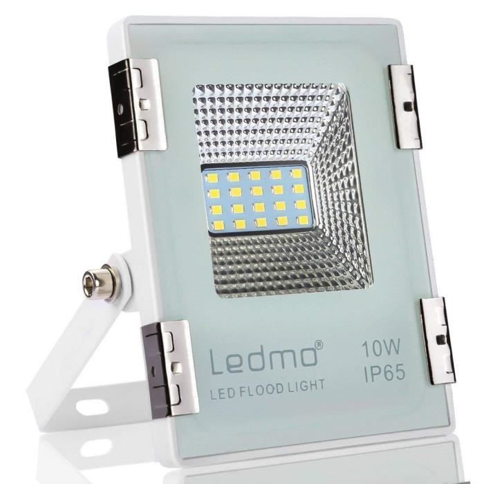 LEDMO Projecteur Extérieur Etanche LED 10W Blanc Froid 6000K,IP65,1000LM Spot Lampe SMD2835 lampe de paysage lumière de sécurité pour éclairer le bâtiment 
