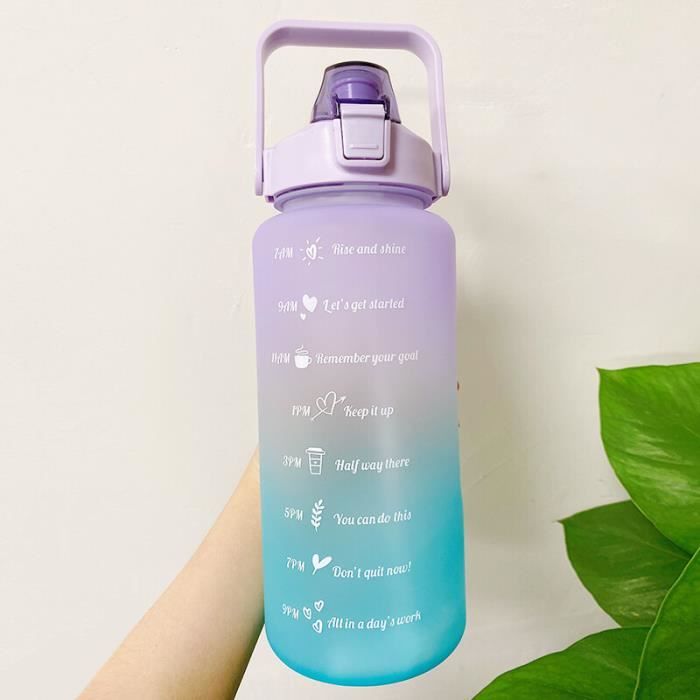 Gourde Hydracy 2L - Bouteille D'eau Avec Minuteur, Housse Néoprène Et Paille - Sans BPA, Anti-Fuite - Parfaite Pour Sport, Bureau Ou École