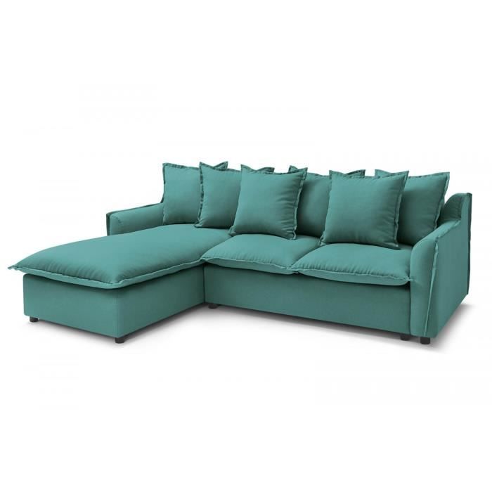 Bobochic Canape D Angle Convertible Coffre Haute Couture Mona Bleu Canard Angle Gauche Assise Oreiller Convertible Jete De Achat Vente Canape Sofa Divan Soldes Sur Cdiscount Des Le 20 Janvier Cdiscount