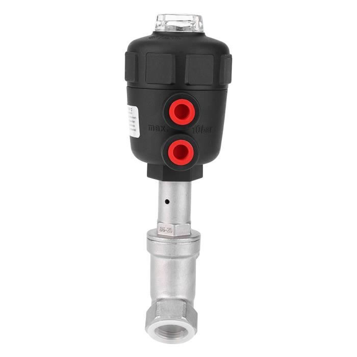 Vanne à Siège Angle Actionnée Par Air, NC, Acier Inoxydable, Filetage 1" BSP DN25