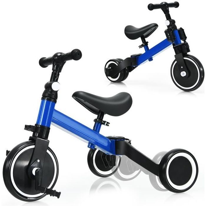 COSTWAY Draisienne 3 en 1 Convertible et Evolutif Selle et Guidon Reglable Premier Velo pour Bebes Filles Garcons 1 4 Ans Bleu Cdiscount Jeux Jouets
