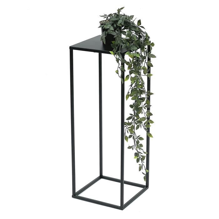 tabouret à fleurs rectangulaire en métal noir - dandibo - 60 cm - contemporain - design
