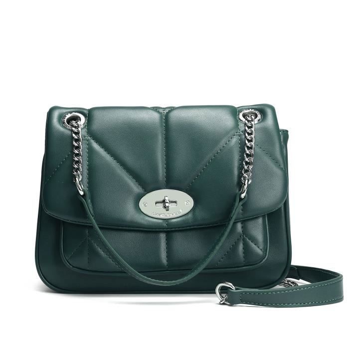 Sac à main bandoulière - David Jones - Matelassé - Cuir PU - Vert - Fermoir tourniquet Sac à main bandoulière - David Jones - Matelassé - Cuir PU - Vert - Fermoir tourniquet