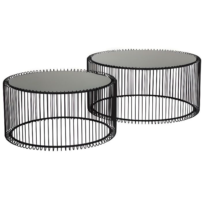 Table Basse Ronde Wire Noir 2 Set Kare Design Achat Vente