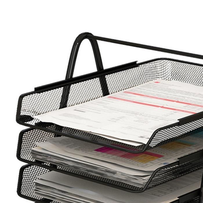 Organiseur Bureau 3 Niveaux A4 - Range Documents En Métal | HMXLJJY Noir