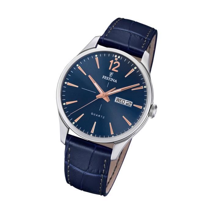 Festina Montre Homme Retro analogique Quartz cuir bleu UF20205-3 -  Cdiscount Bijouterie