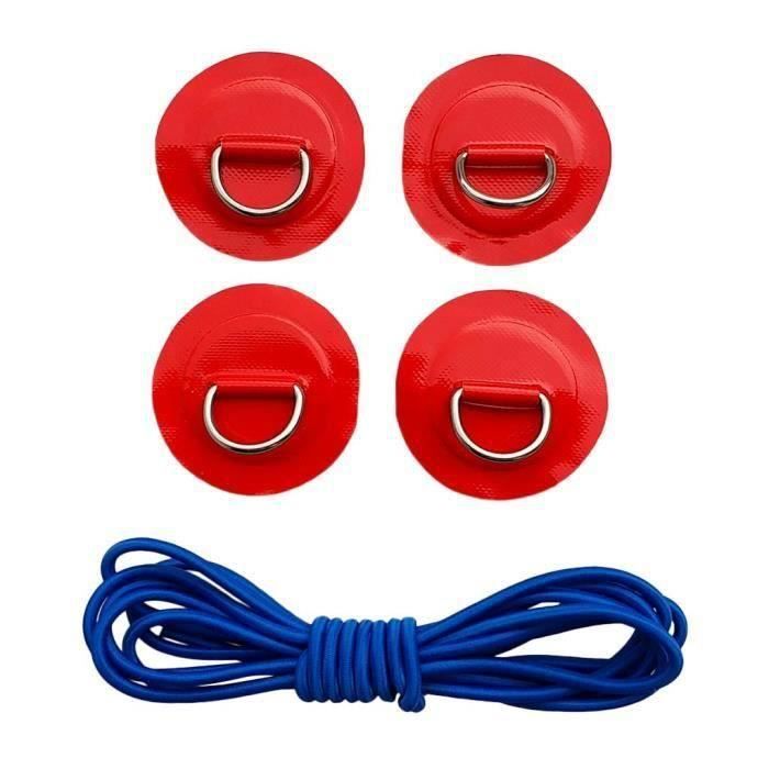 Lot De 2 Anneaux En D Fixes Pour Planche à Pagaie/Kayak - Patch Adhésif PVC Avec Cordon Élastique - Nylon Résistant - Diamètre 110 Mm - Couleur Gris - 3