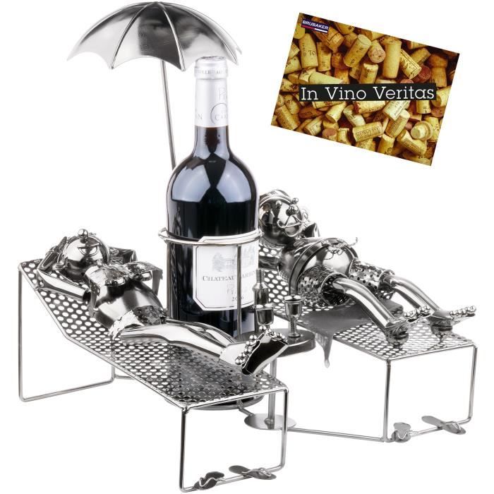 BRUBAKER Porte-Bouteille Vin Original – Pêcheur Dans Sa Barque, Sculpture Métal Artisanale, Idée Cadeau Pêche & Vin Parfaite