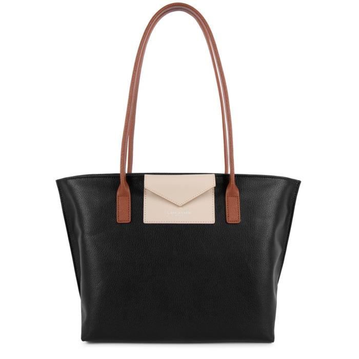 Sac cabas epaule Zippee M Maya Lancaster 517 29 Noir Galet rose Cognac Noir Galet Rose Cognac Noir et galet rose Cdiscount Bagagerie Maroquinerie