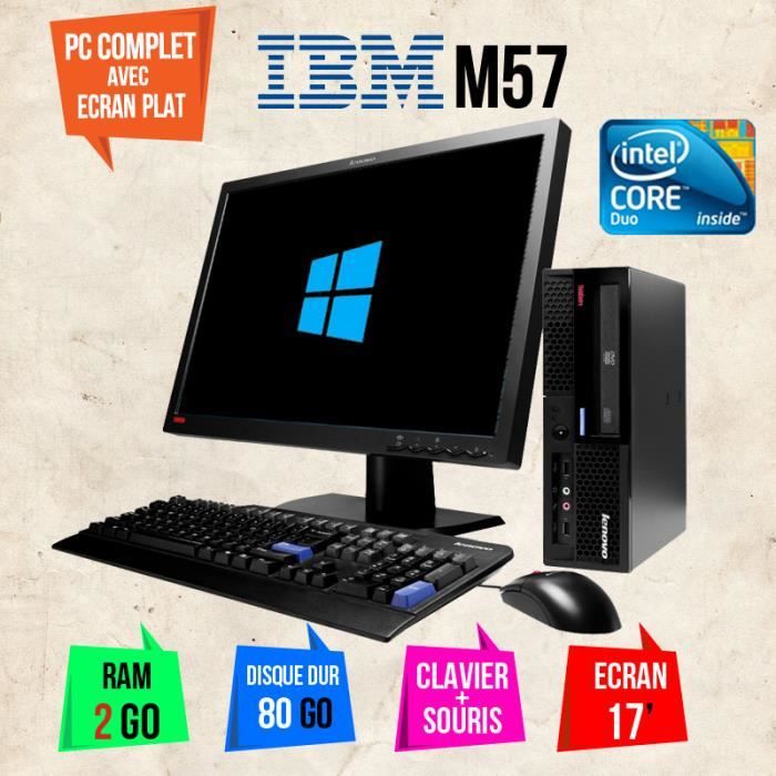 Lenovo – PC Bureau – 17 Pouces – Core Duo – RAM 2 Go – Stockage 80 Go HDD – Reconditionné
