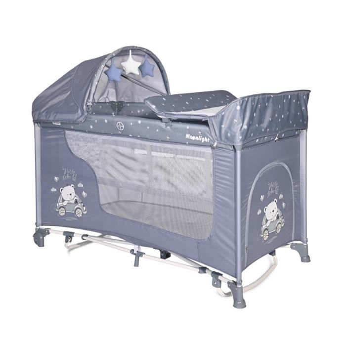 Lit Parapluie Bébé 3-en-1 Mobiclinic Caelum – Parc, Table à Langer, Lit Voyage 2 Niveaux + Roues & Sac