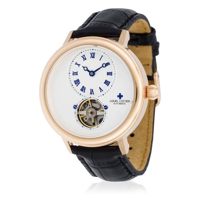 louis cottier - montre storymatic automatique bracelet cuir - boîtier acier 43 mm - hb34333c2bc1 argenté