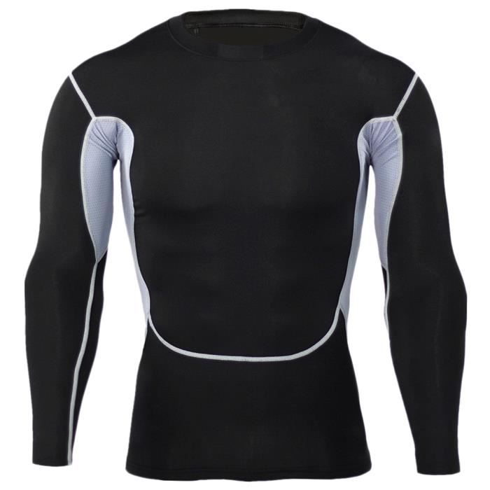 Maillot Compression À Manches Longues Tops Homme Sports Musculation  Respirant 7 S Noir - Cdiscount Sport