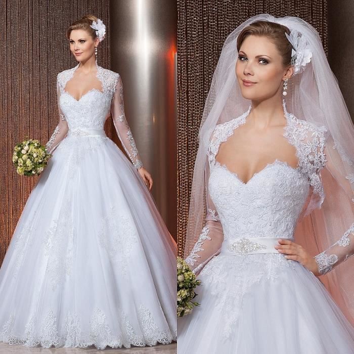 Blanc XXL2019 nouvelle robe de mariee trainante Europe et les Etats Unis bustier a manches longues robe de mariee courte sexy m Bleu Cdiscount Pret a Porter