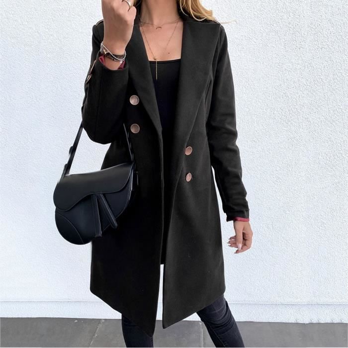 Manteau Long Noir Femme Laine Manteau Femme Laine Artificielle