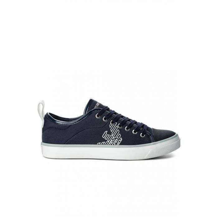 Sneaker en toile à logo - Emporio armani - Femme Bleu - Cdiscount Chaussures