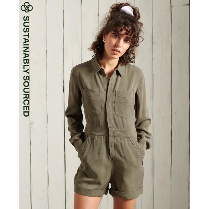 Combishort femme Superdry Tencel - kaki dlav Kaki dlav - Cdiscount ...