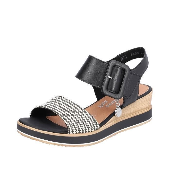 Nu pieds REMONTE D6453 Chaussures en cuir Noir Femme Talon compense 2 cm Noir Cdiscount Chaussures